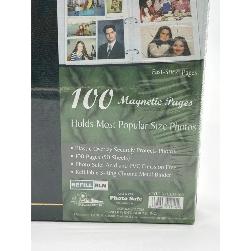 Pioneer Photo Album LM-100 Forest Green Lizard 100 Magnetic Pages 3-Ring Binder